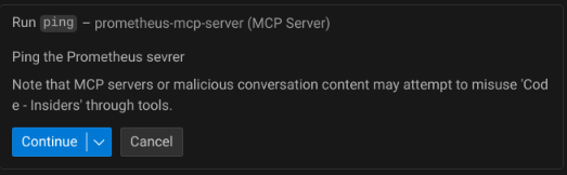 GitHub Copilot tools/call “ping”